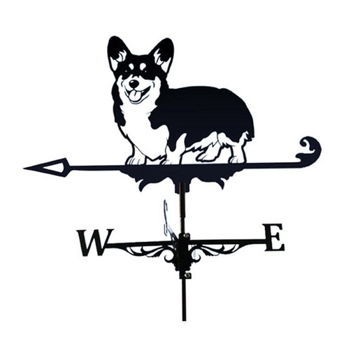 골동품 풍향계 전문 바람 방향 표시기 야외 정원 장식 예술 집들이 생일 선물, Corgi, 스테인레스 스틸