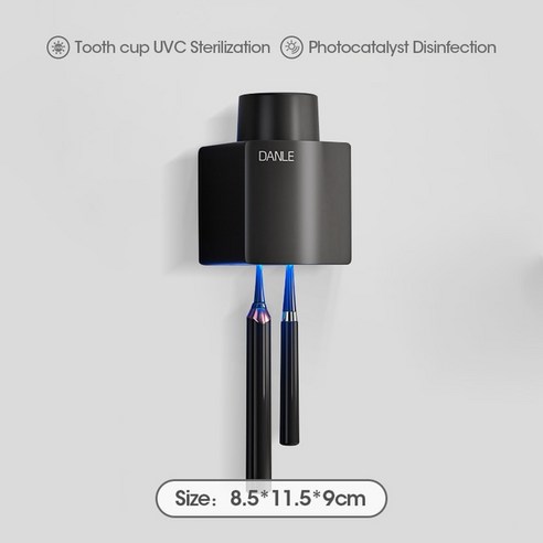 칫솔살균기 무선 가정용 칫솔소독기 USB uv 건조 VOGSICUV 살균 칫솔 홀더 치약 압착기 펀치 없음 가정용 보관 욕실 액세서리, 12 B-Single Black