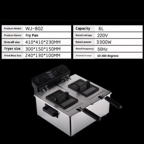 가정용 튀김기 에어프라이어 소형 냄비 프라이어 오일 버너 스플래시 포트 핫 일정한 온도 상업용 3300W, 2) WJ-802