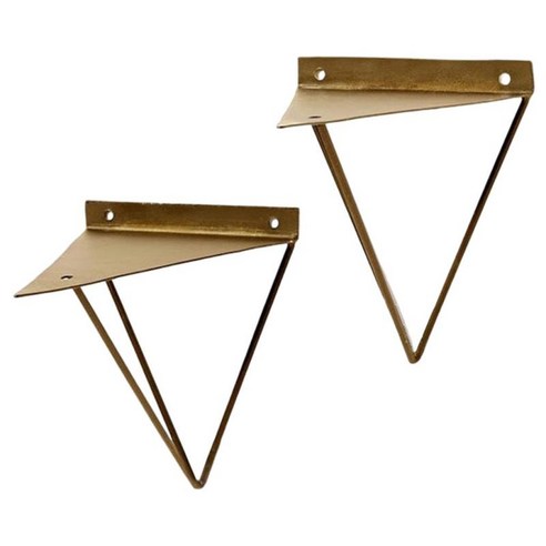 기하학적 스타일 선반 브래킷 2개 세트 벽 콘솔 16x16x17.5cm, 골든, {"사이즈":"16x16x17.5cm"}, {"수건소재":"금속"}
