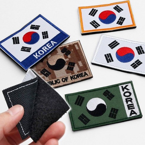 (5장세트)태극기 자수 찍찍이 패치 마크 군인 국가대표 군복 가슴 어깨 모자, 1세트, 혼합색상
