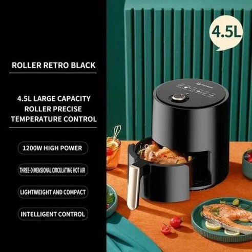 스마트 전기 에어프라이어 3L 지능형 오븐, 04 4.5L Black_02 EU, 4.5L 블랙