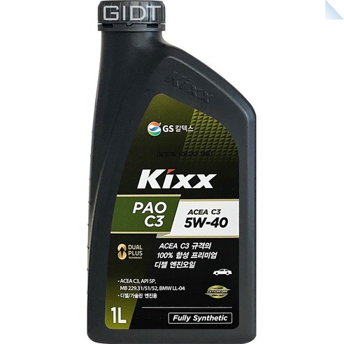 킥스 PAO C3 프리미엄 디젤 엔진오일 5W40 1L, 1개 – 한국어