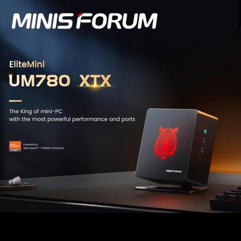 Minisforum EliteMini UM780 XTX AMD Ryzen 7 7840HS 미니 PC 윈도우 11 AMD Radeon 780M DDR5 5600MHz M., 01 NO RAM NO SSD NO OS_01 미국