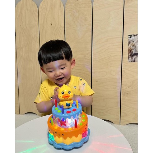 다다랜드 유아용 생일축하 노래하는 멜로디 케이크 장난감, 오리, 1개