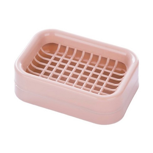 배수 메쉬 그리드가있는 플라스틱 이중 레이어 비누 상자 욕실 카운터 스폰지 배수 액세서리 용 스토리지 홀더, 분홍색