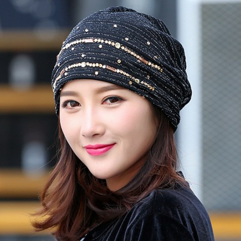SINPAID 여성 봄 여름 가을 패션 비니 두건 항암 모자 여자 중년