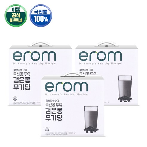 이롬 황성주박사의 국산콩 두유 무가당 + 검은콩 무가당 190m, 190ml, 64개