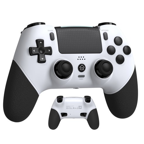 PS4 Pro Slim용 홀 조이스틱 무선 컨트롤러 - 내장 스피커/정밀 조이스틱/Turbo/고급 버튼 프로그래밍 및 1000mAh 충전식 배터리가 탑재된 무선 컨트롤러, White Black, 1개, WhiteBlack