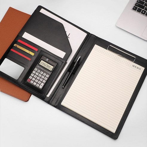 픽커스 가죽 계산기 서류판, 블랙 – Focus Leather Calculator Folio, Black 
바인더/파일