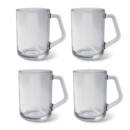 글라스락 국산 내열강화 유리 이지그립 머그컵 350ml, 4개