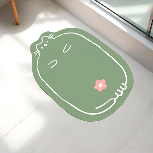 플렉온 규조토 발매트 욕실 주방매트, 2개, 그린냥