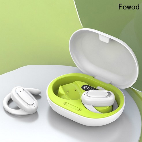 Fowod 완전방수 귀걸이형 블루투스 5.3 무선 이어폰 골전도 고음질 노이즈 캔슬링 스포츠 이어폰, 흰색
