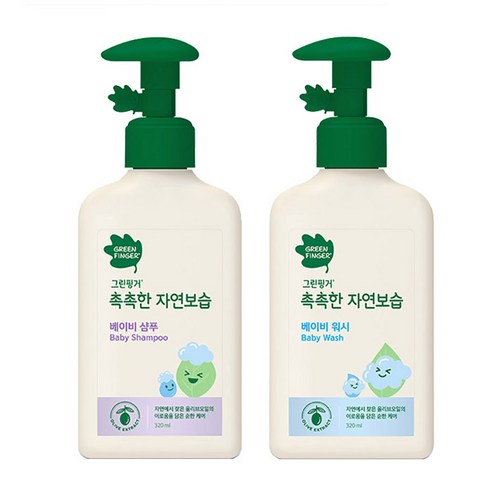 그린핑거 촉촉한 자연보습 베이비 워시320ml+샴푸320ml, 1세트, 320ml