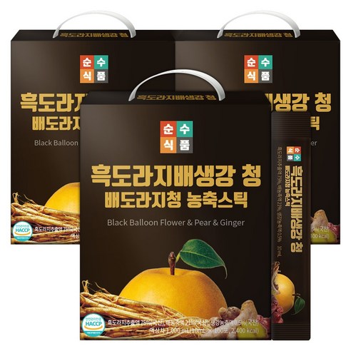 순수식품 흑도라지 배 생강 청 스틱, 10ml, 600개