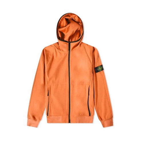 [스톤아일랜드] [명품] 와펜 패치 라이트 소프트쉘 후드 자켓 시에나브라운 남성 78154