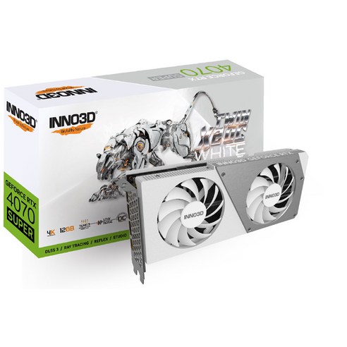 INNO3D 지포스 RTX 4070 SUPER OC D6X 12GB TWIN X2 WHITE 그래픽카드, 1개, 선택하세요