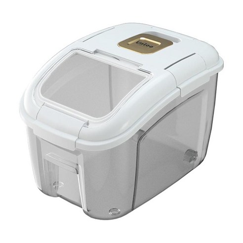 식품 용기 보관 상자(측정 컵 포함) 플라스틱 방습 휴대용 밀폐형(가정용 쌀 주방용 밀가루 키티용 뚜껑 홀더, 하얀색
