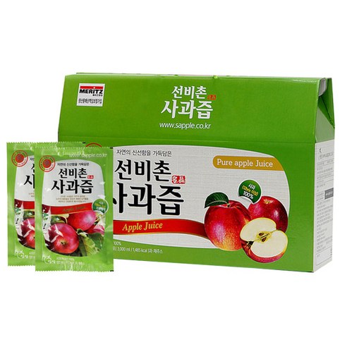 선비촌 사과즙 1박스 (100ml x 30포) 사과주스 과채주스