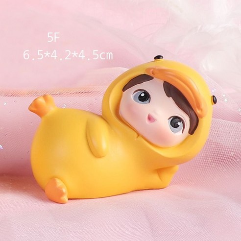 아이디어 선물 오리 만화 홈 데스크톱 장식품 수지 공예품 발광 소야등 뽀뽀오리, 머리를 받치고 트럼펫에 눕다.