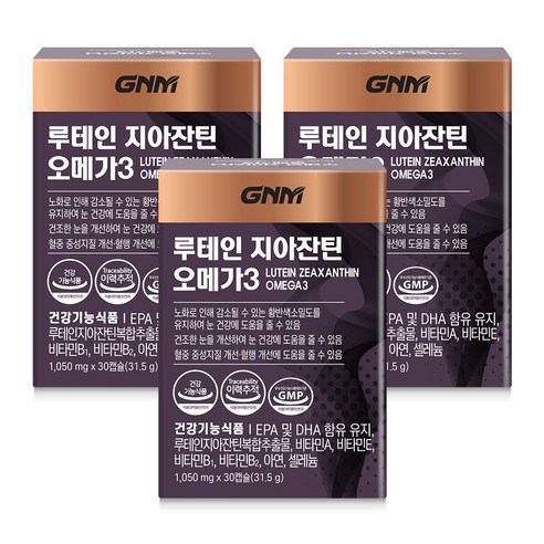 GNM 루테인 지아잔틴 오메가3 / 눈건강 비타민 A B E 아연, 30정, 3개