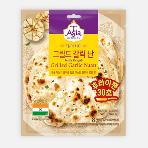 샘표 티아시아 그릴드 갈릭 난 200g 감칠맛 모에모에큥 홈캉스 분식 브런치, 29개