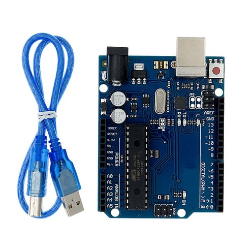 Exanko Arduino용 파란색 USB 케이블이 있는 UNO R3 마이크로 컨트롤러 보드용, 아두이노 우노 r3용