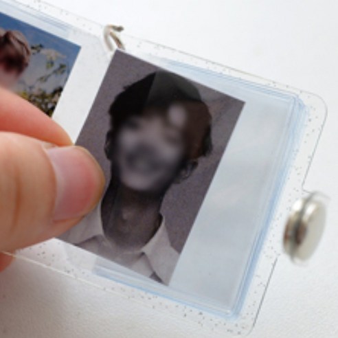 배산마켓 아크릴 액자 열쇠고리 직사각형 증명사진보관 증명사진앨범 12 투명 증명 사진 키링 열쇠고리 포토 앨범 액자 홀더, 4미니씰앨범-퍼플펄