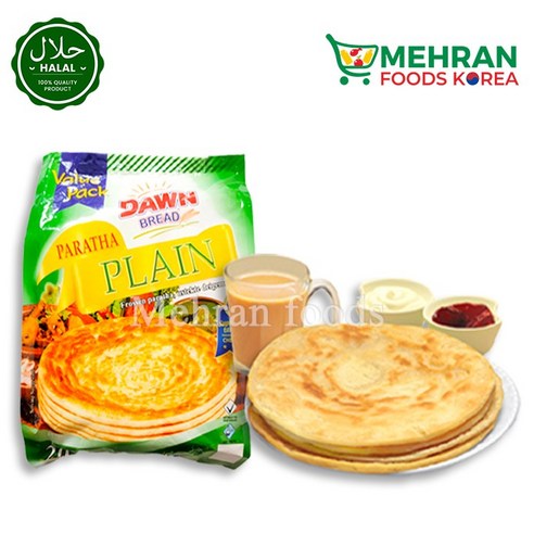 DAWN BREAD Plain Frozen Paratha (Bread) 20pcs 1600g 플레인 파라타 (커리빵), 1.6kg, 1개 미엘레케이크 Best Top5