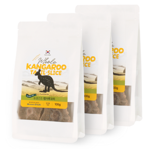 푸드덕펫푸드 강아지 애견 수제 간식 동결건조 통트릿, 3개, 100g, 캥거루꼬리