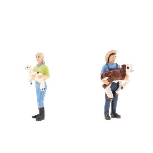 2Pcs 시뮬레이션 사람들 모델 그림 농부 농부 장난감-농부 동물, 그림으로, 설명, 플라스틱