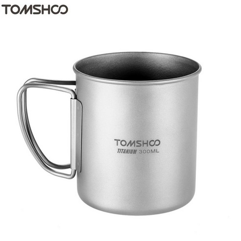 TOMSHOO 티타늄컵 캠핑 컵 등산컵 티타늄머그컵, 300ml