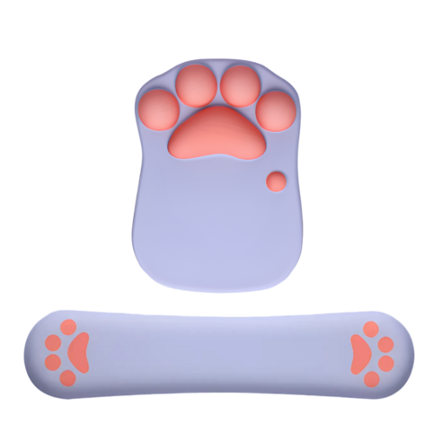 스놉볼 말랑냥이 젤리 마우스패드 키보드 손목 받침대, 블루핑크, 1세트
