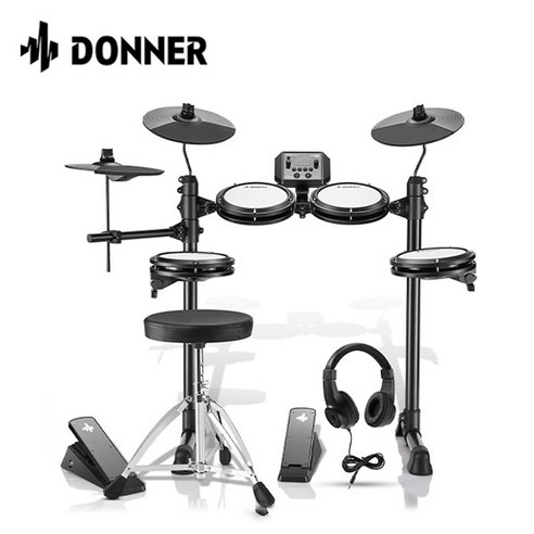 [심로악기] DONNER DED-80 도너 전자드럼 + 의자 + 스틱 + 헤드폰 + 어댑터 풀패키지, DED-80 전자드럼