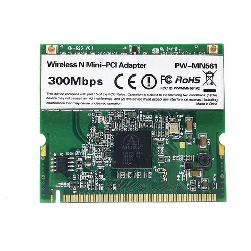 Retemporel AR9223 네트워크 카드 DNMA-91 PW-MN561 미니 PCIE 300Mbps 2.4G WiFi 용 XP Win7 Win8 Win10 리눅스 ROS, 1개, 녹색