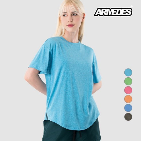 아르메데스 여성용 냉감 통기성 쿨링 릴렉스 핏 반팔 티셔츠 AR-213