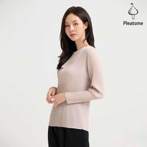 피아노 플리츠 라운드넥 티블라우스 (최초 98,000원) 플리츠미