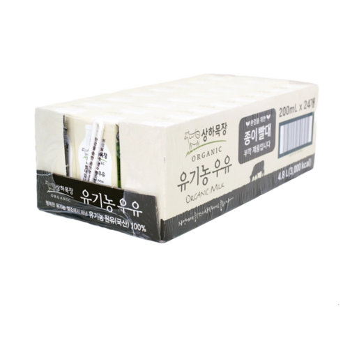 상하목장 유기농 우유, 200ml, 24개