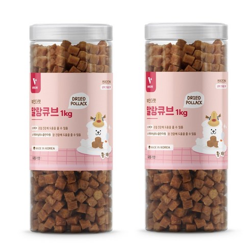뷰인더펫 강아지간식 말랑큐브 황태 대용량 1kg, 2개, 2개