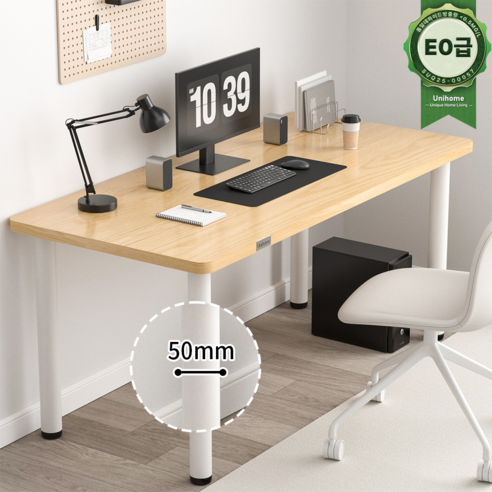 Unihome E0급 튼튼한 1인용 학생 공부 컴퓨터 책상 사무용 테이블, 원목색