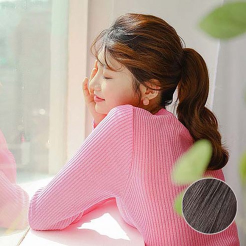 가발매니아 스톤 28cm 2초포니 핀 포니테일(형상기억인모) 집게가발 묶음머리, 내츄럴브라운