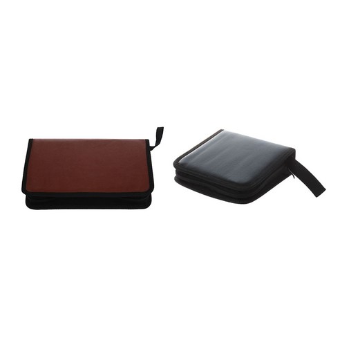 AFBEST 2 Pcs 휴대용 직사각형 CD 보관 케이스 가방 홀더 블랙 & 브라운, 보여진 바와 같이