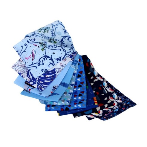 10Pcs 롤업 코튼 패브릭 스트립 젤리 롤 패치 워크 DIY 공예, 파란색, 면
