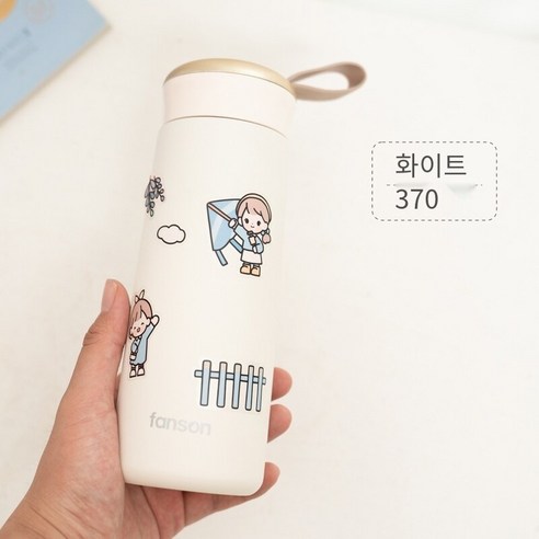 smy하이 엔드 남성과 여성의 스테인레스 스틸 보온병 커플 간단한 한국어 휴대용 컵 학생 인터넷 연예인 스타일 컵, 화이트 Fanson, {"크기":"하나"}