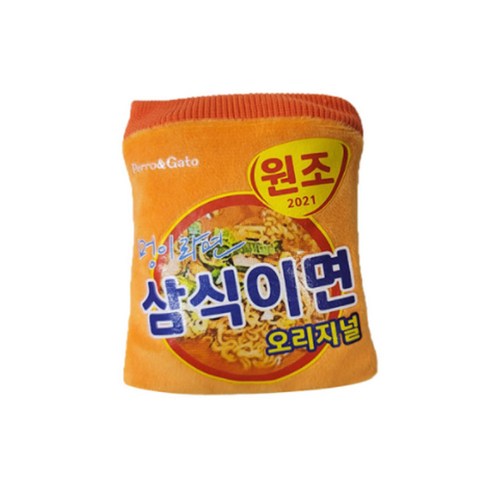 디그니티독 반려동물 노즈워크 훈련 간식토이 바스락 라면 장난감, 삼식이면 1개입