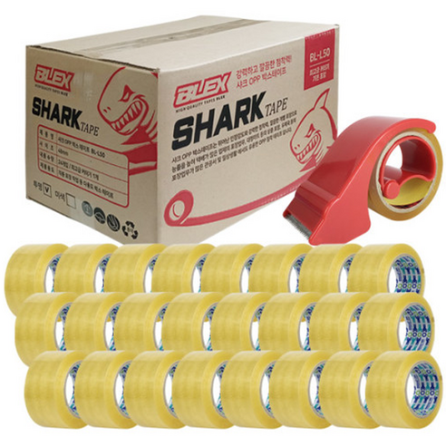 블렉스 박스 포장 테이프 OPP 투명 미색 대용량, 24개, 투명-커터기증정 박스테이프