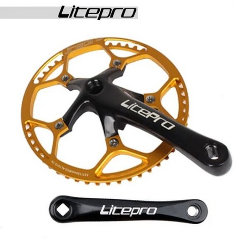 체인링 자전거 크랭크 Litepro 크랭크셋 통합 45T 47T 53T 56T 58T MTB 로드 130BCD 싱글 체인휠 스프로킷 197023, Gold Black