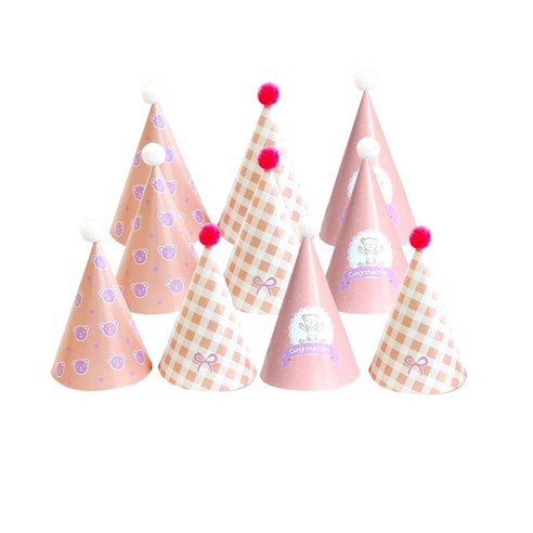 고깔모자 10p (랜덤) / 고깔모자 파티햇 생일파티용품 백일상 생일파티, 고깔모자 (베이비핑크) 10p 랜덤