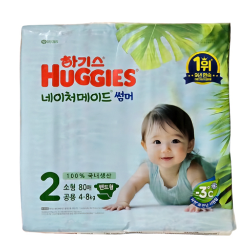 하기스 2025 네이처메이드 썸머 밴드형 여름슬림기저귀 남여공용, 2단계, 80매