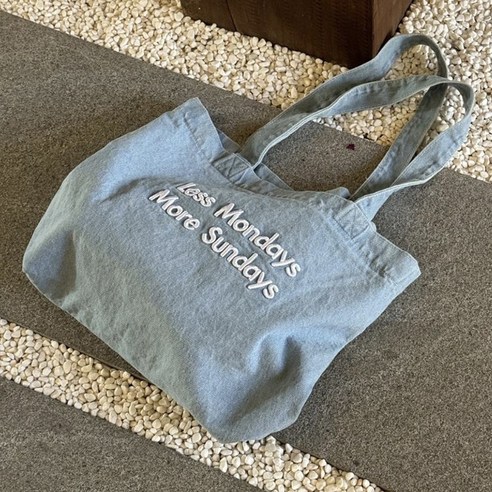 디어백 빈티지 레터링 데님 에코 숄더백 UN-5041